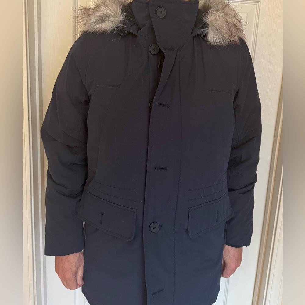 Abercrombie and Fitch Men's Blue Parka Warm Winter Jacket .